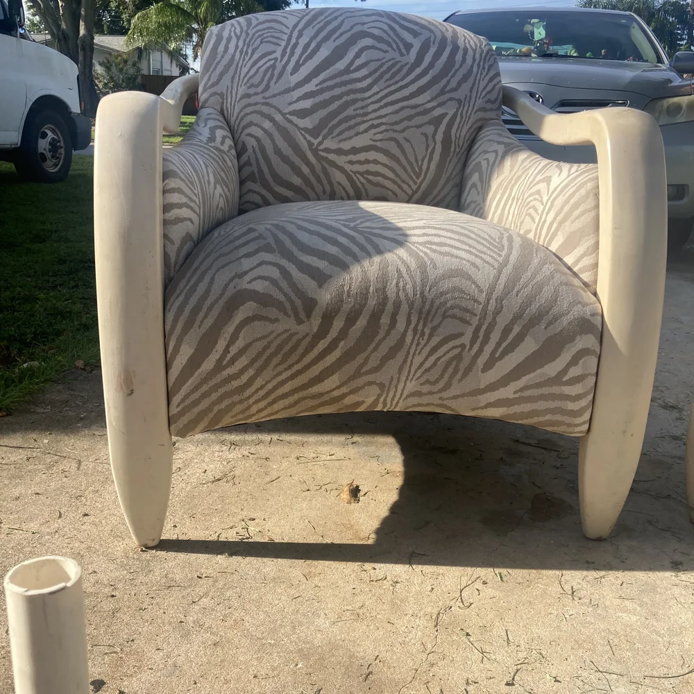 Zebra Print Accent Chairs with Cream Frame